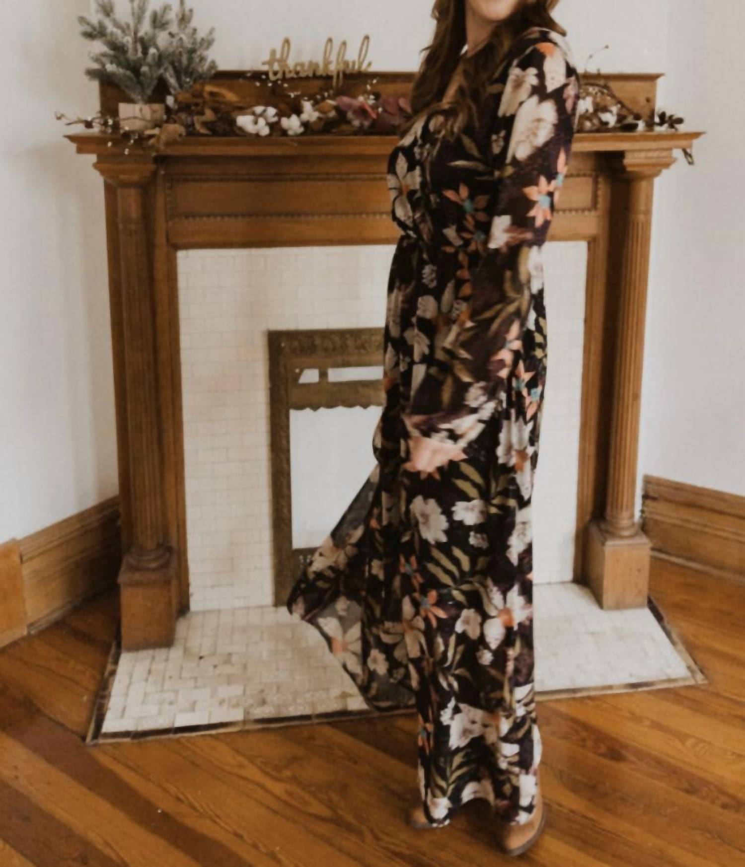 Everly - Long Sleeve Floral Maxi Dress