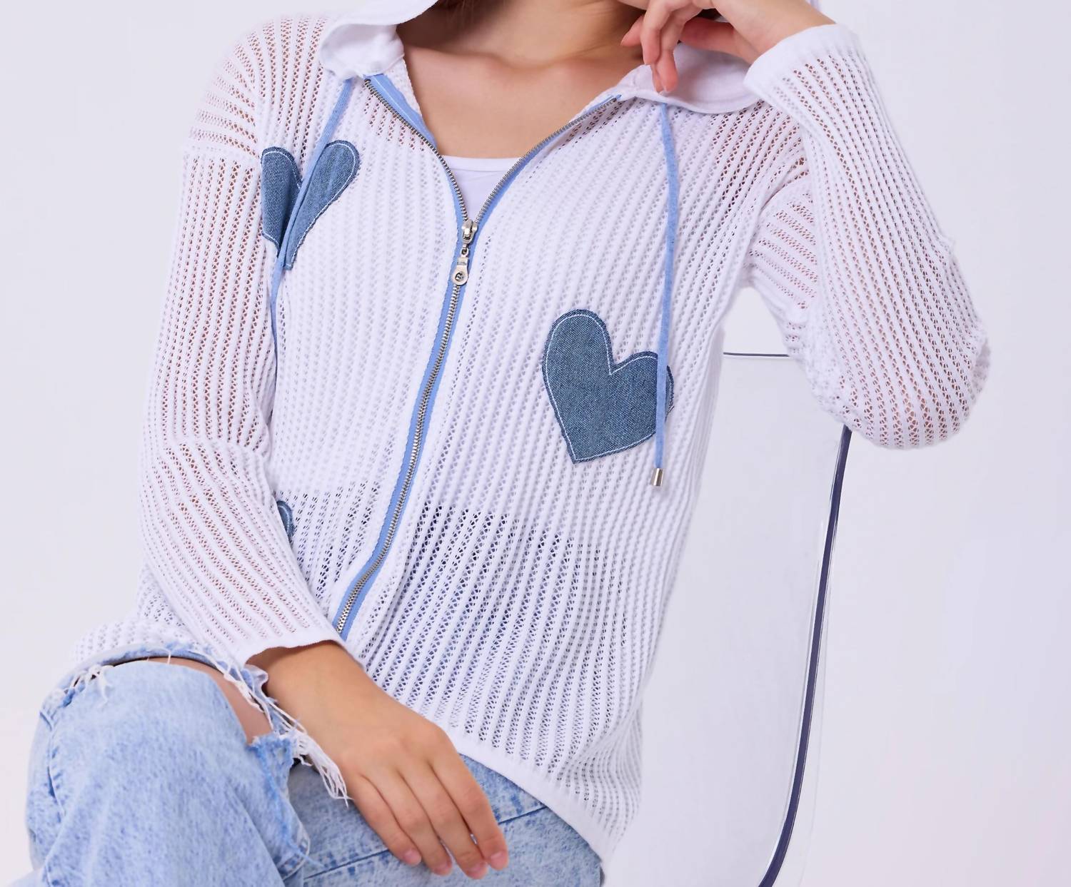 French Kyss - Heart Crochet Hoodie
