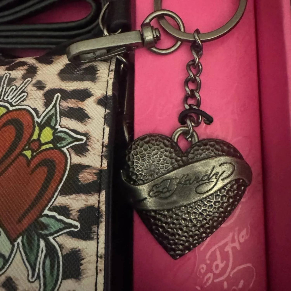 Ed Hardy - Women's Leopard Print Crossbody Bag With Heart Accents