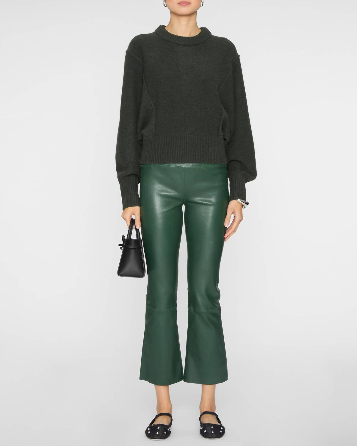 Sprwmn - Leather Crop Flare Leggings