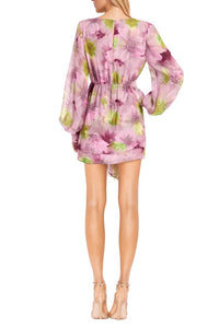 Badgley Mischka - Dreamy Floral Print Georgette Mini Dress