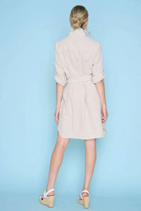 Picadilly - 3/4 Sleeves Button-Front Belted Dress