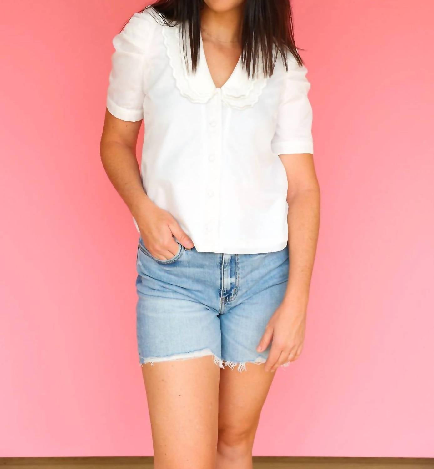 Emily Mccarthy - Cameron Scalloped Collar Top