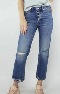 Tractr - Button Me Up High Rise Crop Jeans