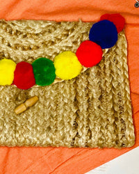 America & Beyond - Women's Pom Pom Clutch Bag