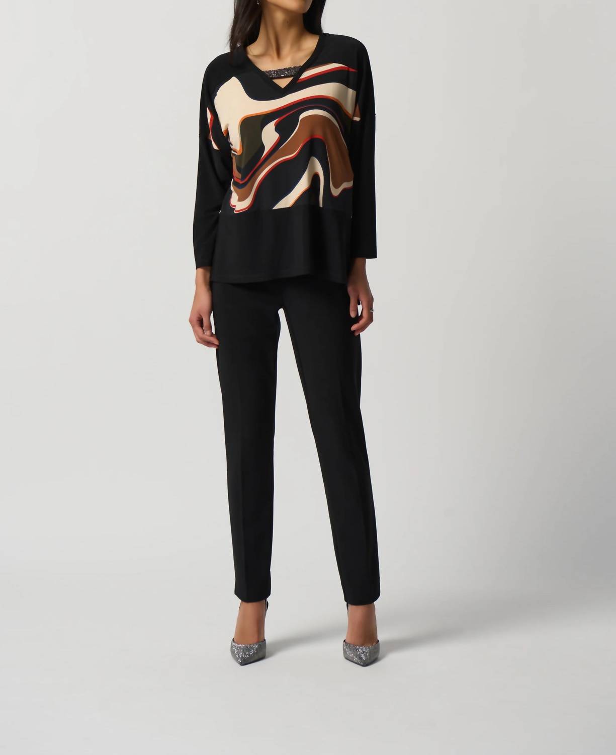 Joseph Ribkoff - Ronan Rhinestone V-neck Top