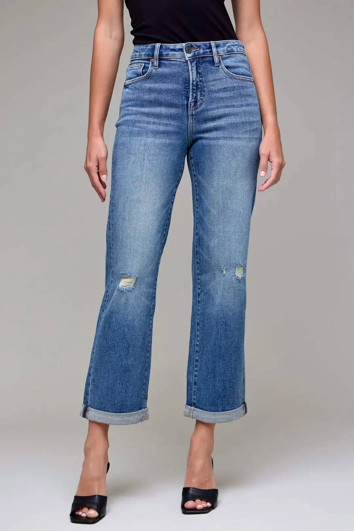 Hidden - Double Cuffed High Rise Jeans