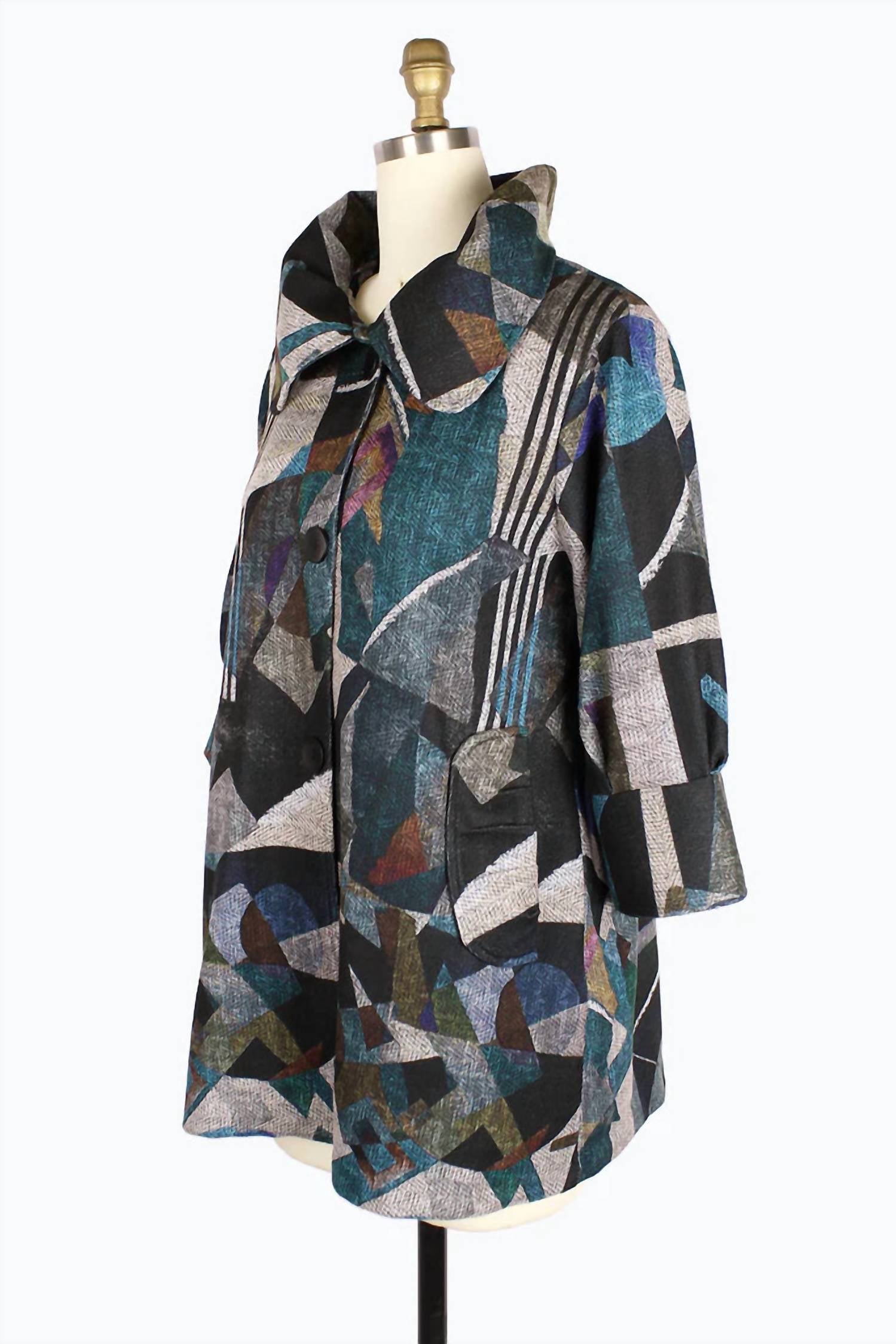 Damee - Women's Overlay Art Swing Coat