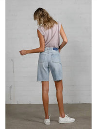 Risen - High Rise Acid Wash Bermuda Jeans