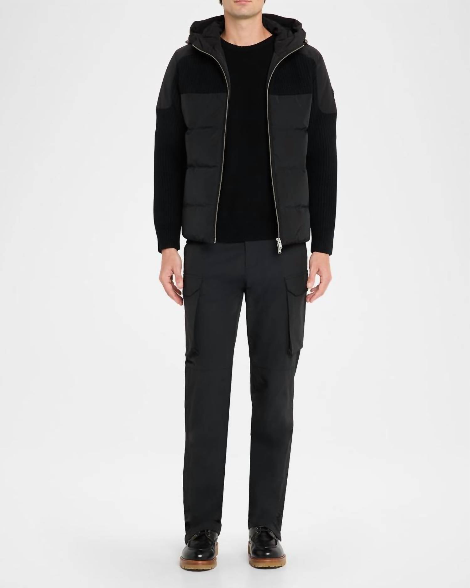 Moose Knuckles Glenvale Knit Hybrid Puffy Jacket in black - men's jacket