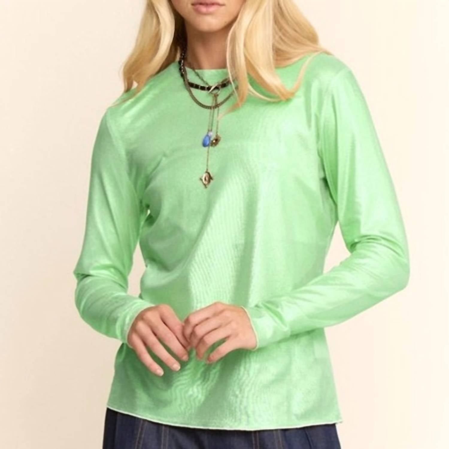 Davi & Dani - Metallic Mesh Long Sleeve Layering Top