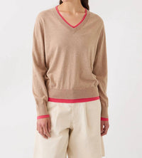 DEMYLEE New York Jenna Cotton Cashmere Sweater in hibiscus cashew - women's sweater