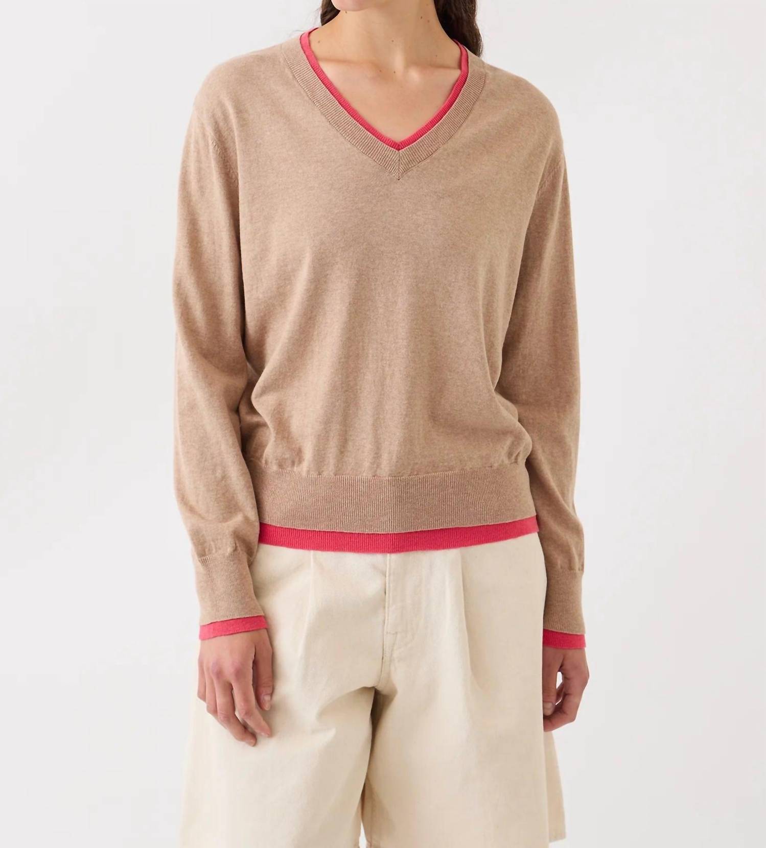 DEMYLEE New York Jenna Cotton Cashmere Sweater in hibiscus cashew - women's sweater