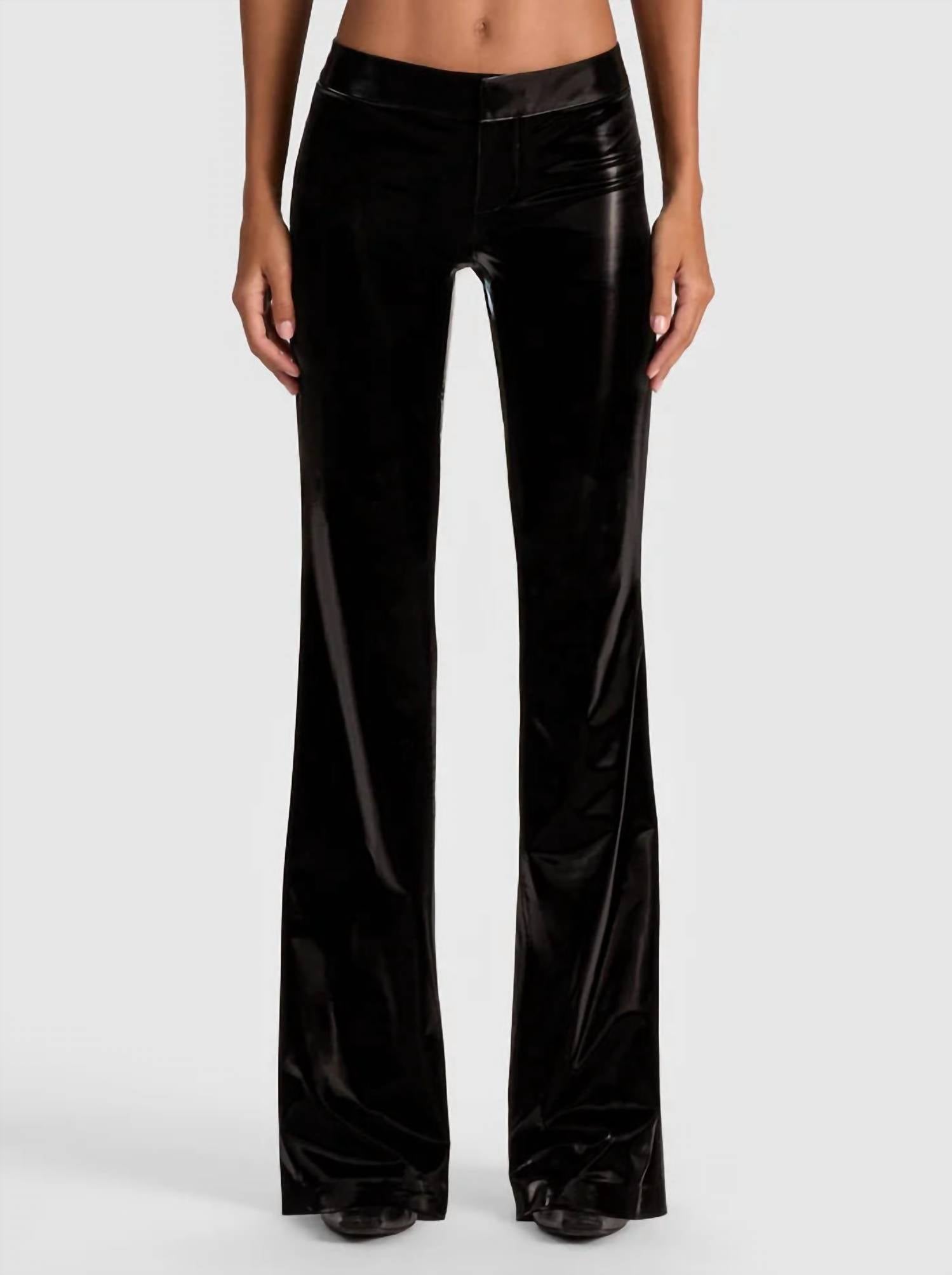 Alice + Olivia - Women's Bella Shiny Vegan Skinny Bootcut Pants