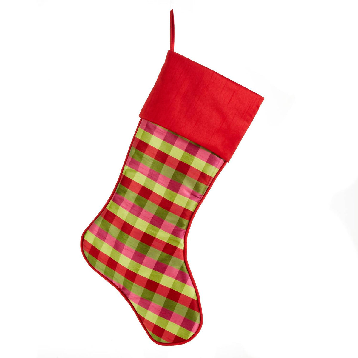 Raz Imports - Bright Plaid Christmas Stocking
