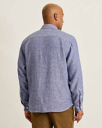TOMMY BAHAMA Paradise Breezer Long Sleeve Shirt in island navy - men's shirt - detail view