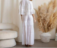Young Threads Tiered Crochet Lace Shrug & High-waist Pant Set in white - women's sleepwear - view 4