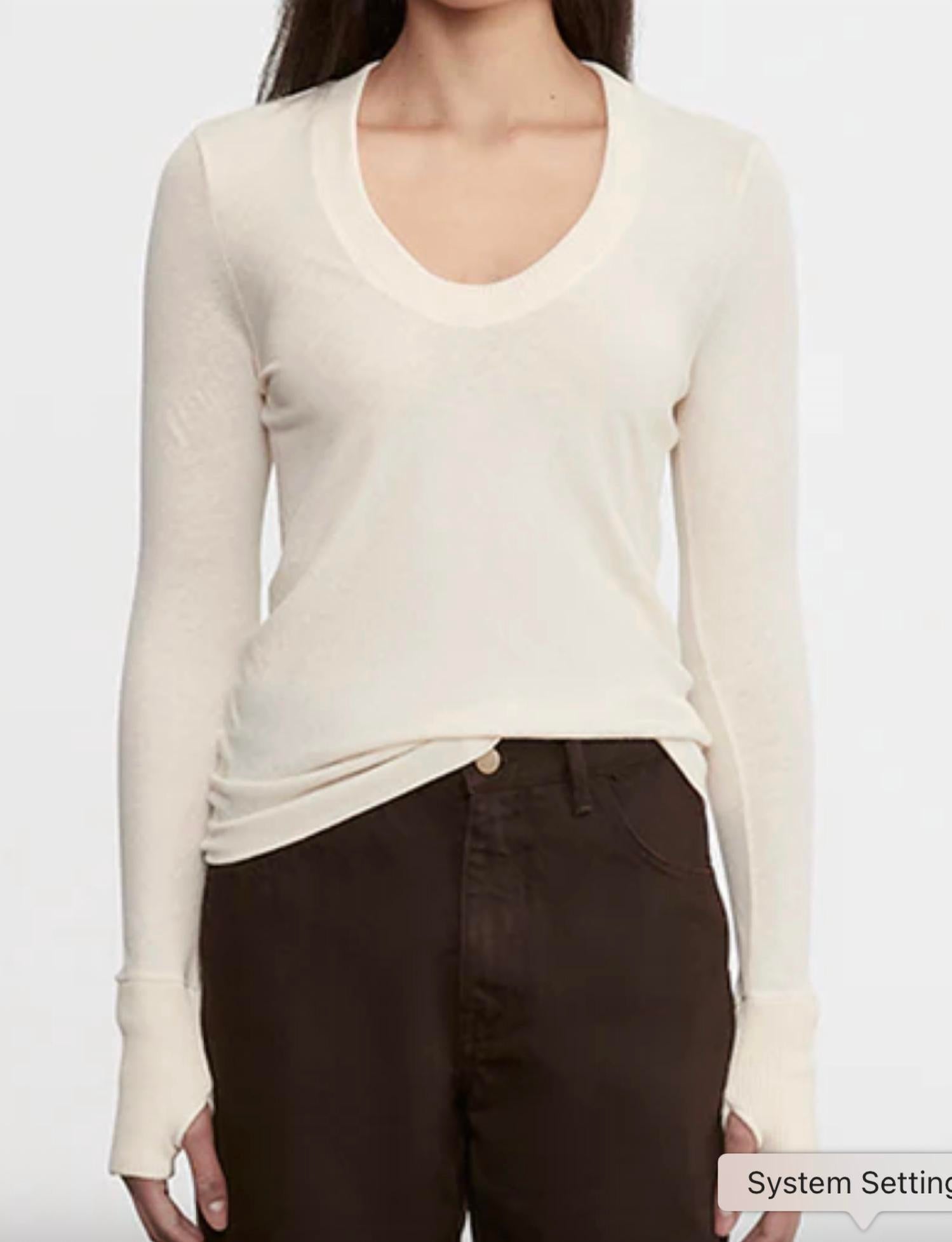 Enza Costa - Cashmere Easy Cuffed U Top