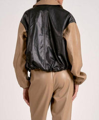 ELAN Oakley Bomber Jacket in mutli black brown - women's jacket - detail view