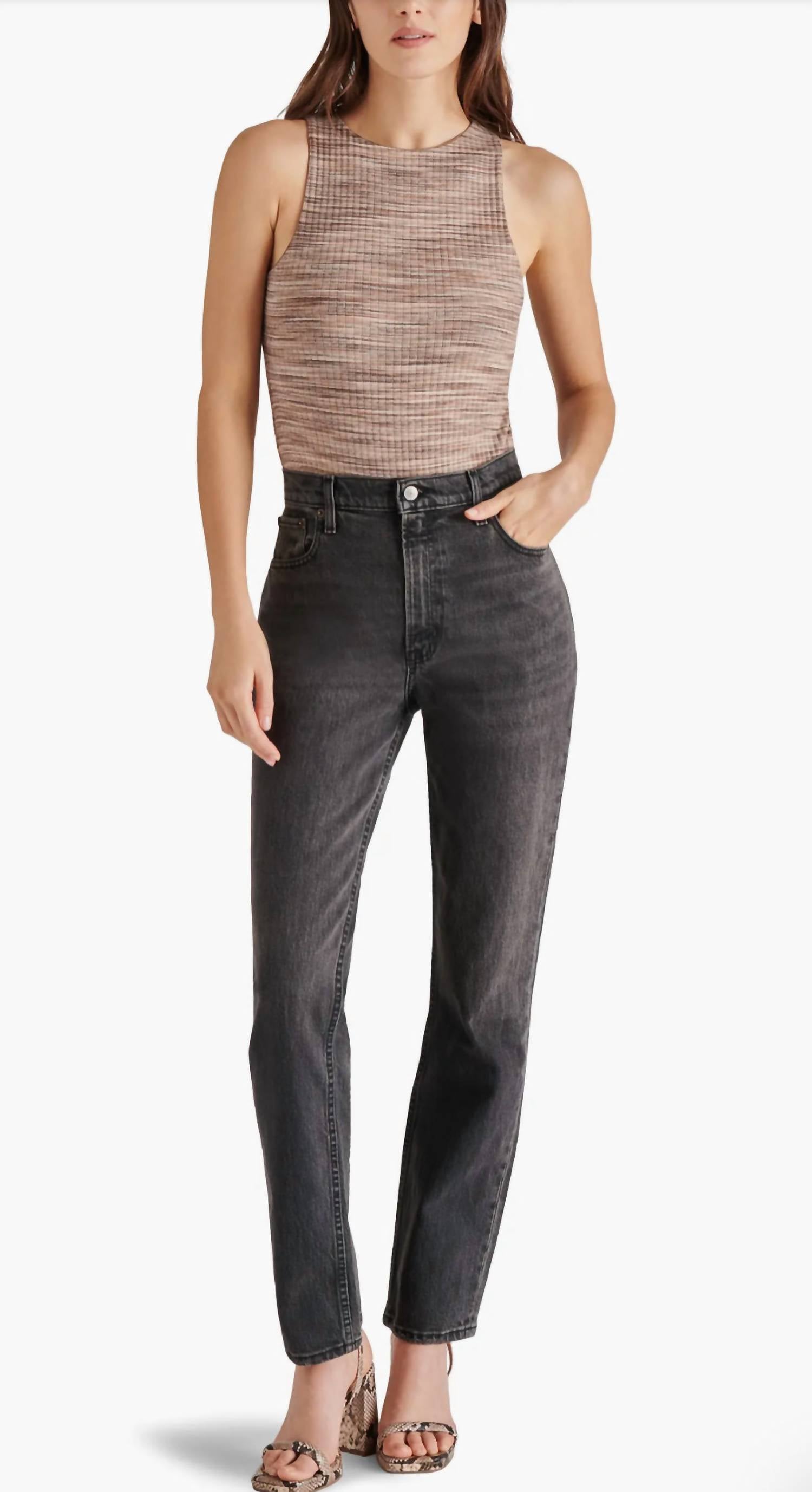 STEVE MADDEN Rib Sleeveless Bodysuit - women's shirt