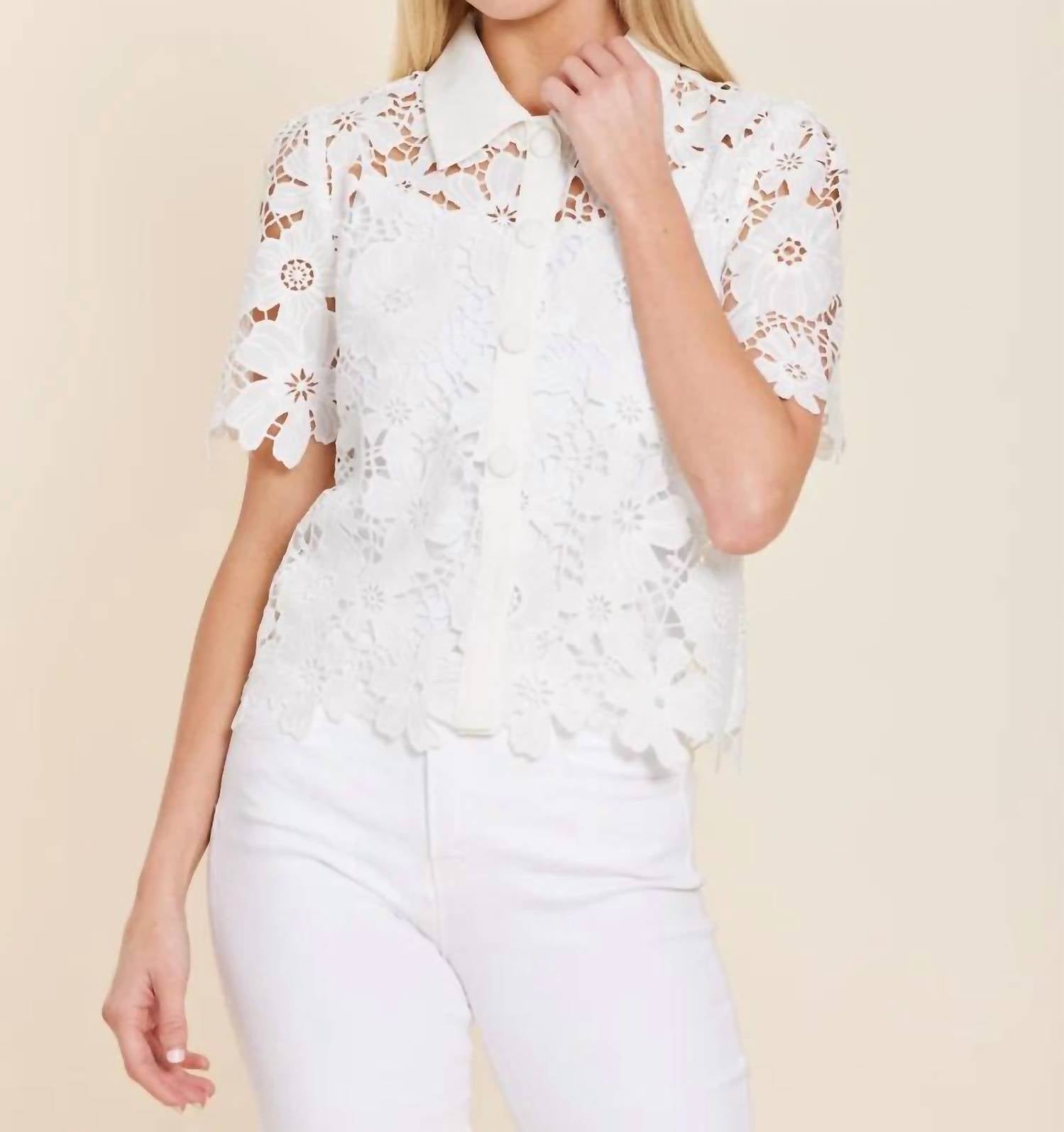 Dolce Cabo - Lace Collared Shirt