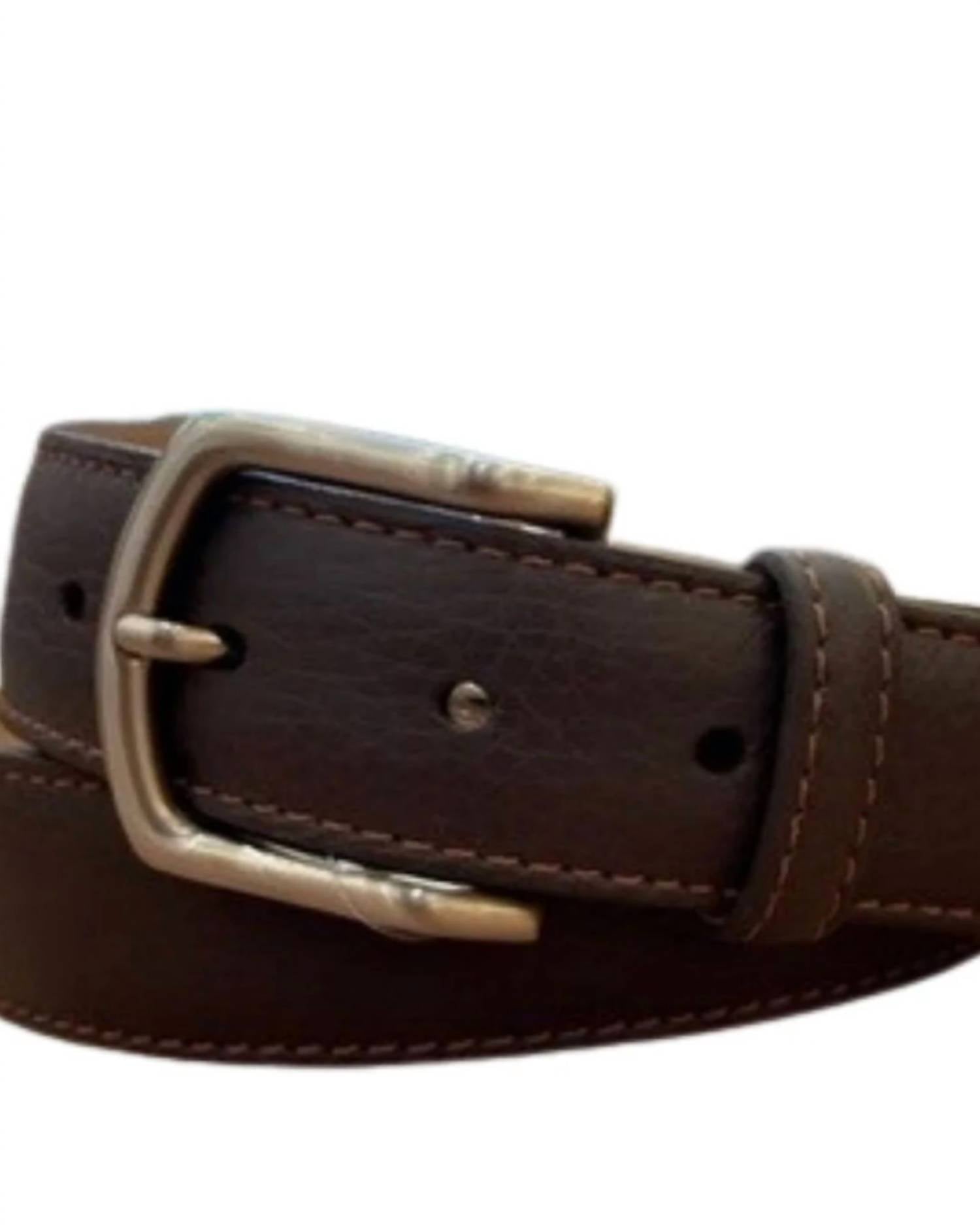 W. Kleinberg Men's Pebbled Calf Belt in chocolate brown - men's accessory - detail view