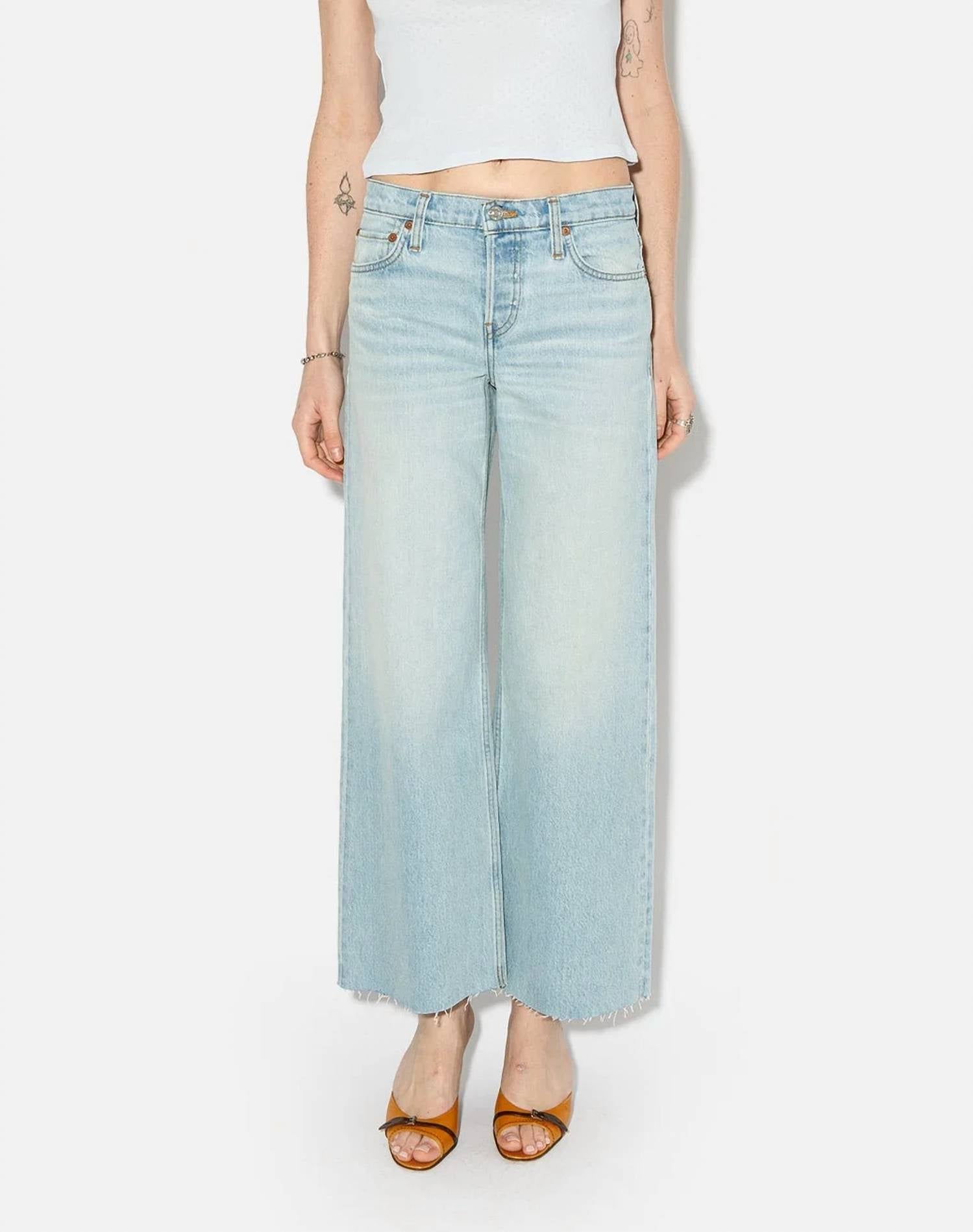 Re/Done - Mid Rise Wide Leg Crop Jeans