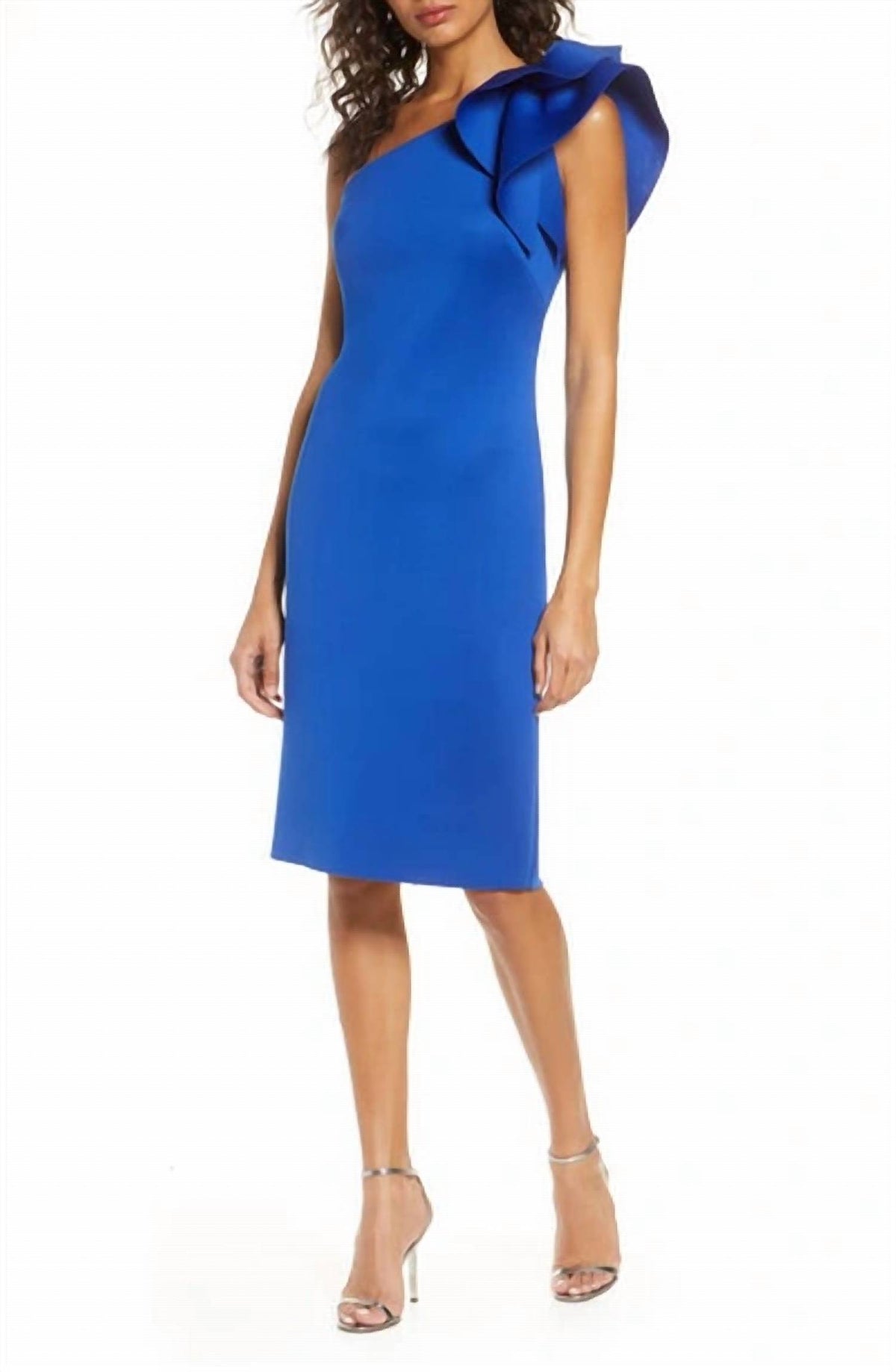 Eliza J - One Shoulder Scuba Crepe Cocktail Dress
