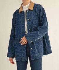 Jodifl Corduroy Collar jacket in denim - women's jacket