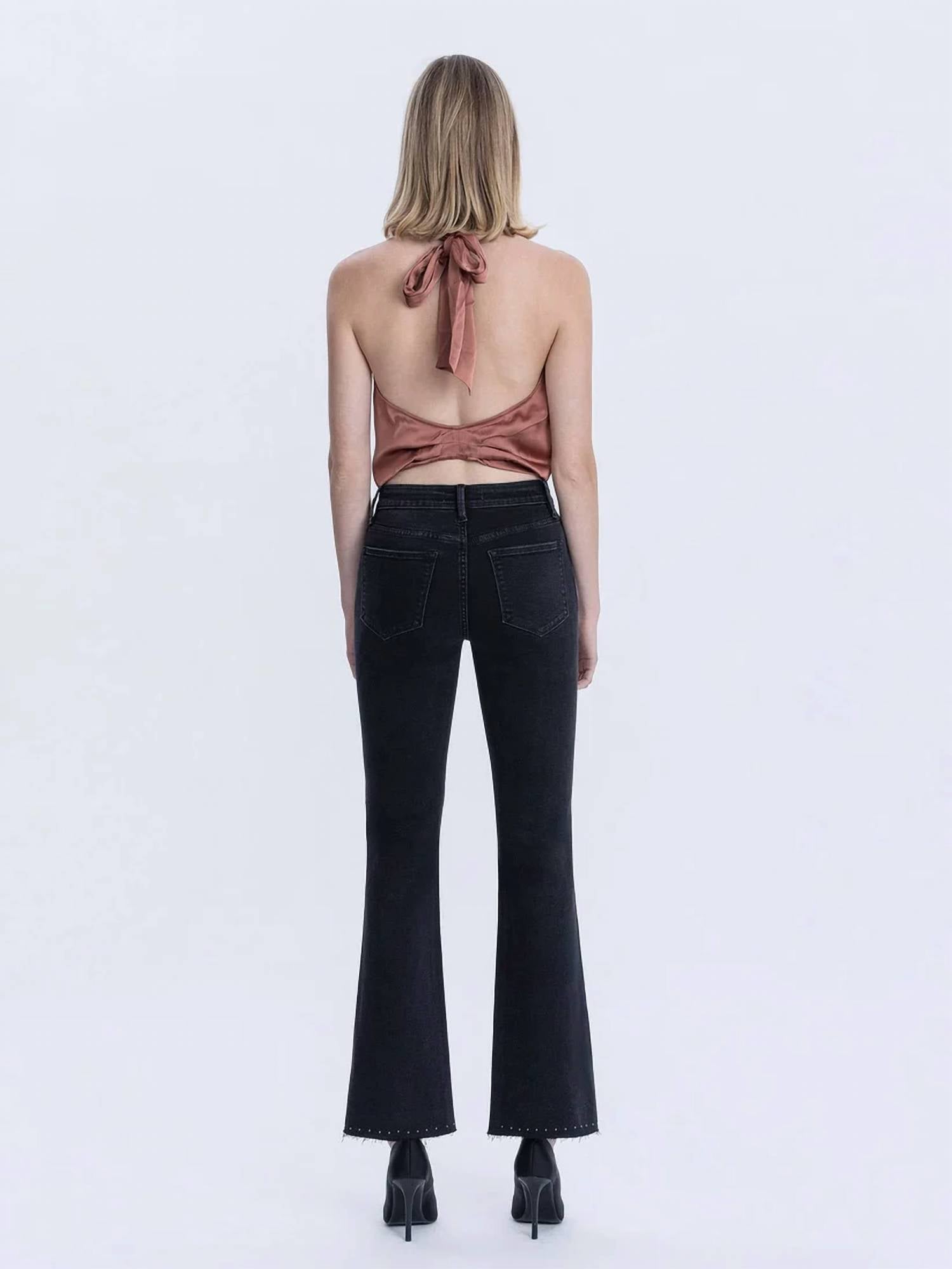 Vervet By Flying Monkey - High Rise Pearl Embellished Bootcut Jeans