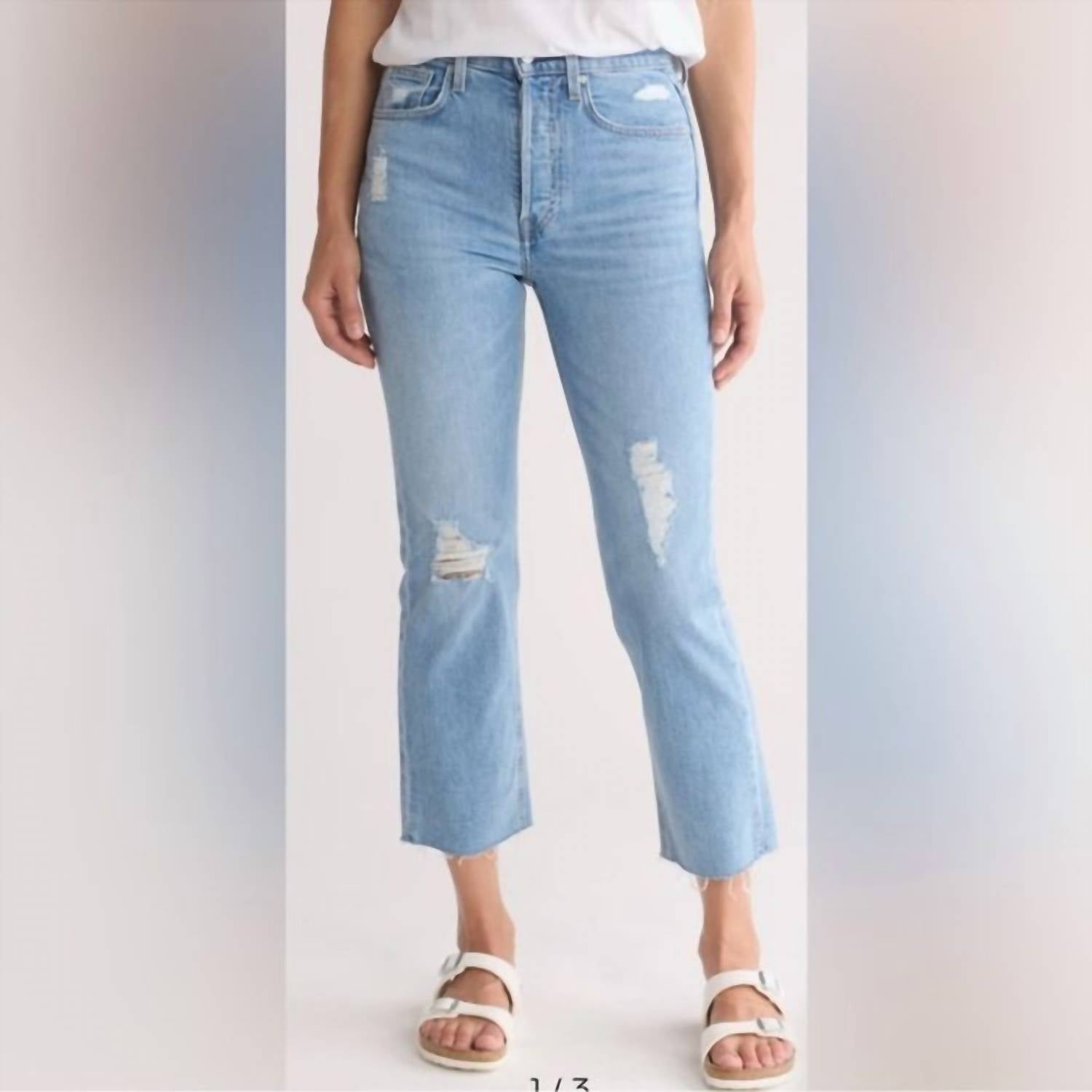 Frank & Eileen - Monaghan Ripped Raw Hem Crop Straight Jeans