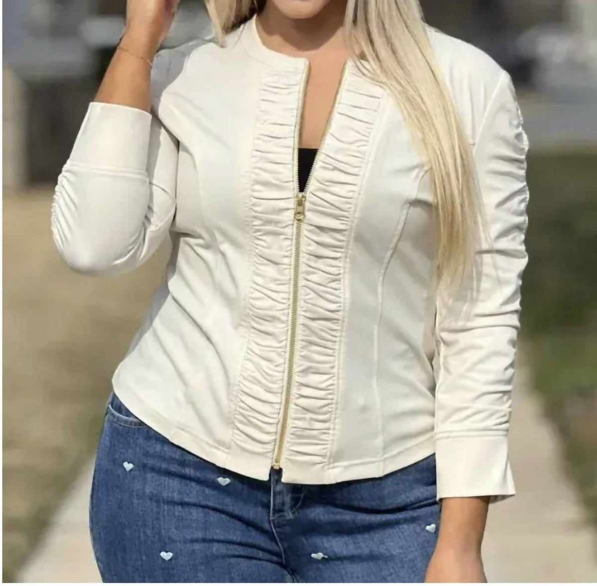 Clara Sunwoo - Ruched Liquid Leather Jacket
