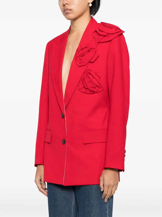 Valentino - Floral Appliqué V-neck Blazer