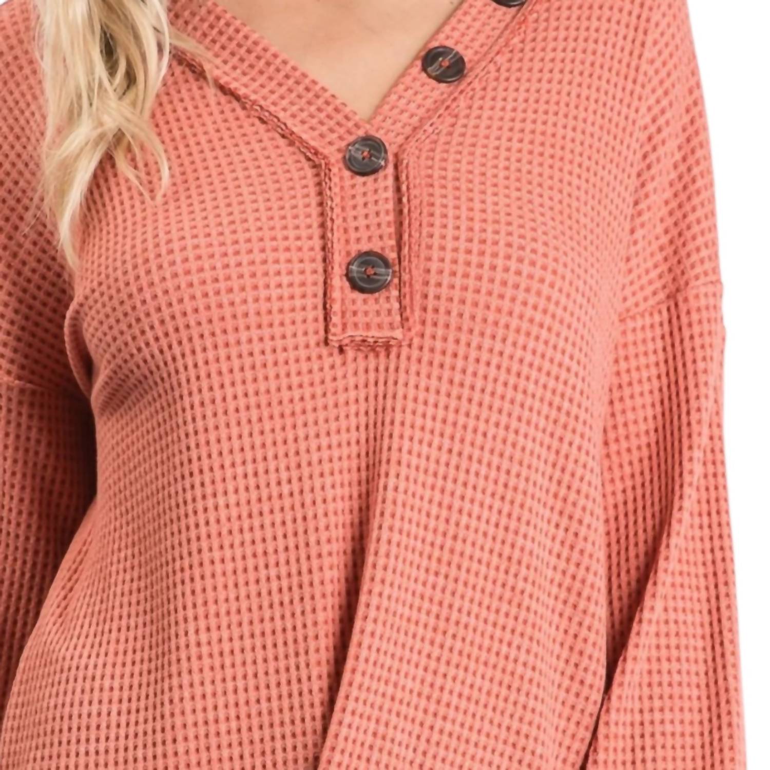 Hailey & Co - Long Sleeve Waffle Top