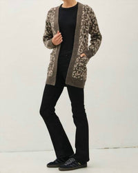 Be Cool - Leopard Jaquard Cardigan With Pockets