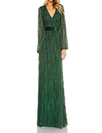 MAC DUGGAL Stunning Long Sequin Evening Dress in dark green - women's dress
