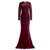 Rachel Zoe - Angie Fig Lace Open Back Long Sleeve Gown Dress