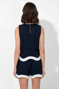 Adelyn Rae - Scalloped Linen Trim Short Set