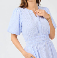 Mary Square - Tracy Seer Sucker Pin Strip Maxi Dress