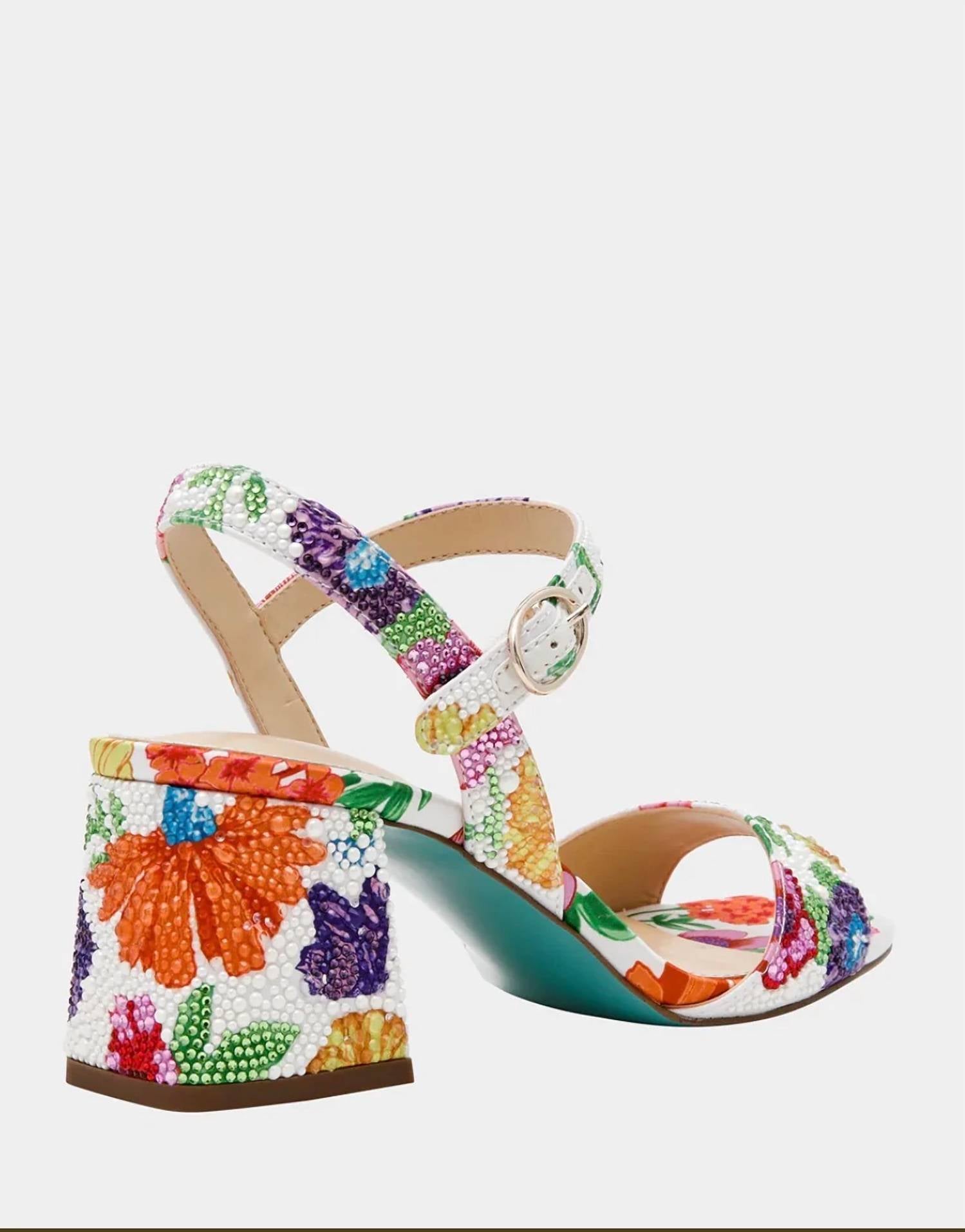 Betsey Johnson - Women's Tamy Floral Beaded Block Heel Sandals