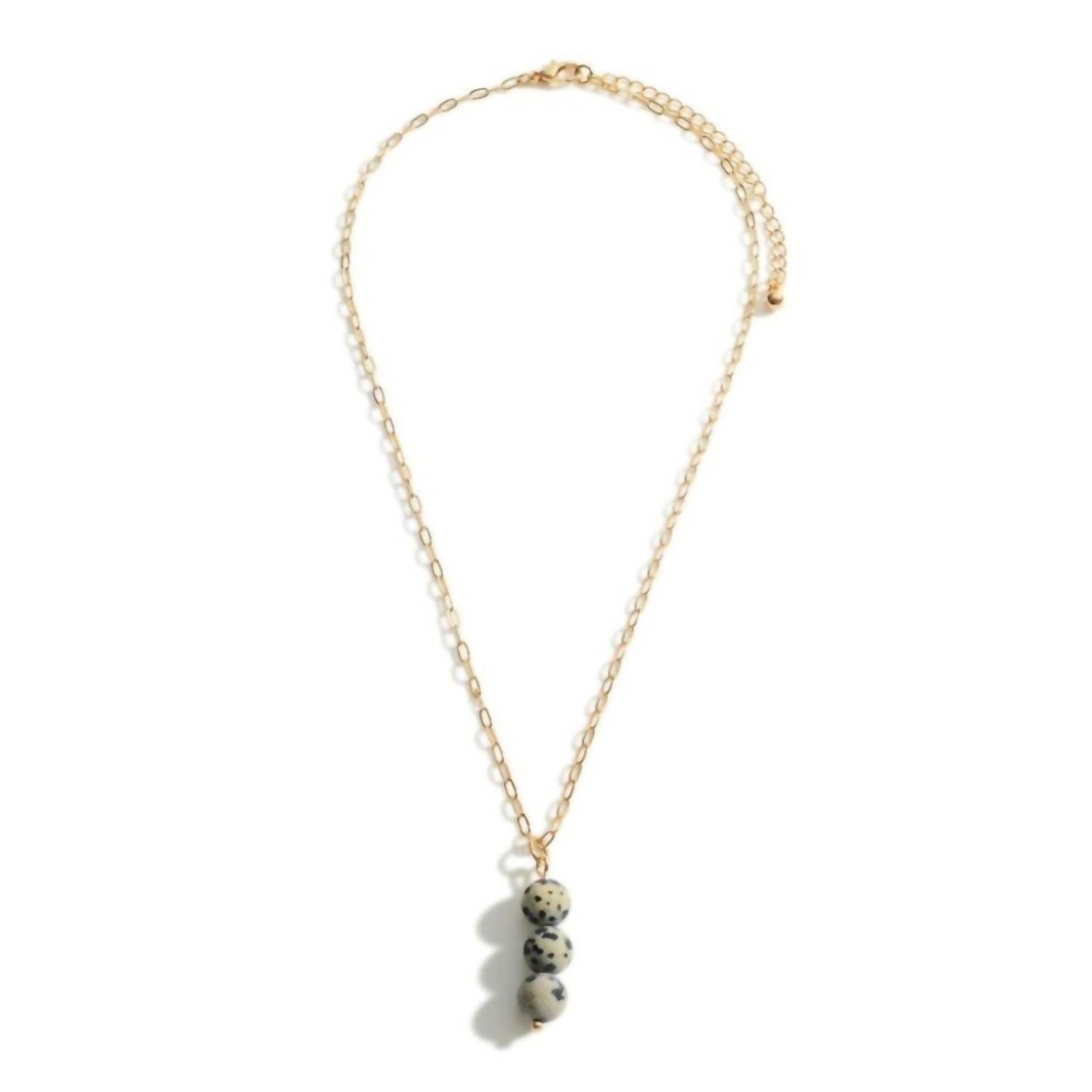 Judson & Co. - Women's Dalmatian Jasper 3 Bead Link Necklace