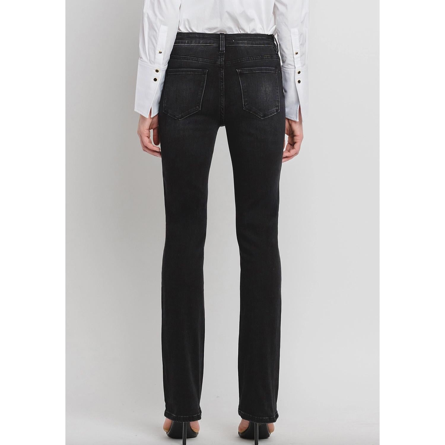 FLYING MONKEY High Rise Slim Bootcut Jeans in faded black - women's jeans - alternate view