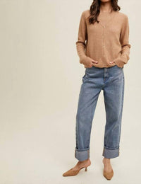 WISHLIST Brushed Off Cardigan & Tank Set in toast hoc autumn - women's cardigan