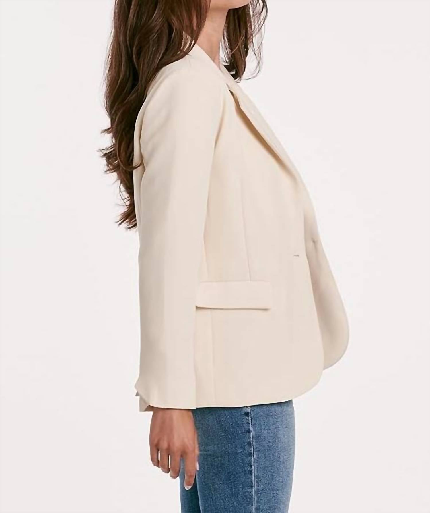 Another Love Berkley Long Sleeve Blazer in birch - women's jacket - detail view