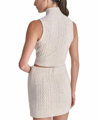Dkny - Cropped Mock-neck Cable Knit Tank