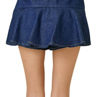 day + moon A Love So True Wrap Skort in washed dark denim - women's shorts - detail view