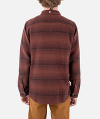 Jetty Horizon Flannel Shirt in oxblood black - men's shirt - detail view