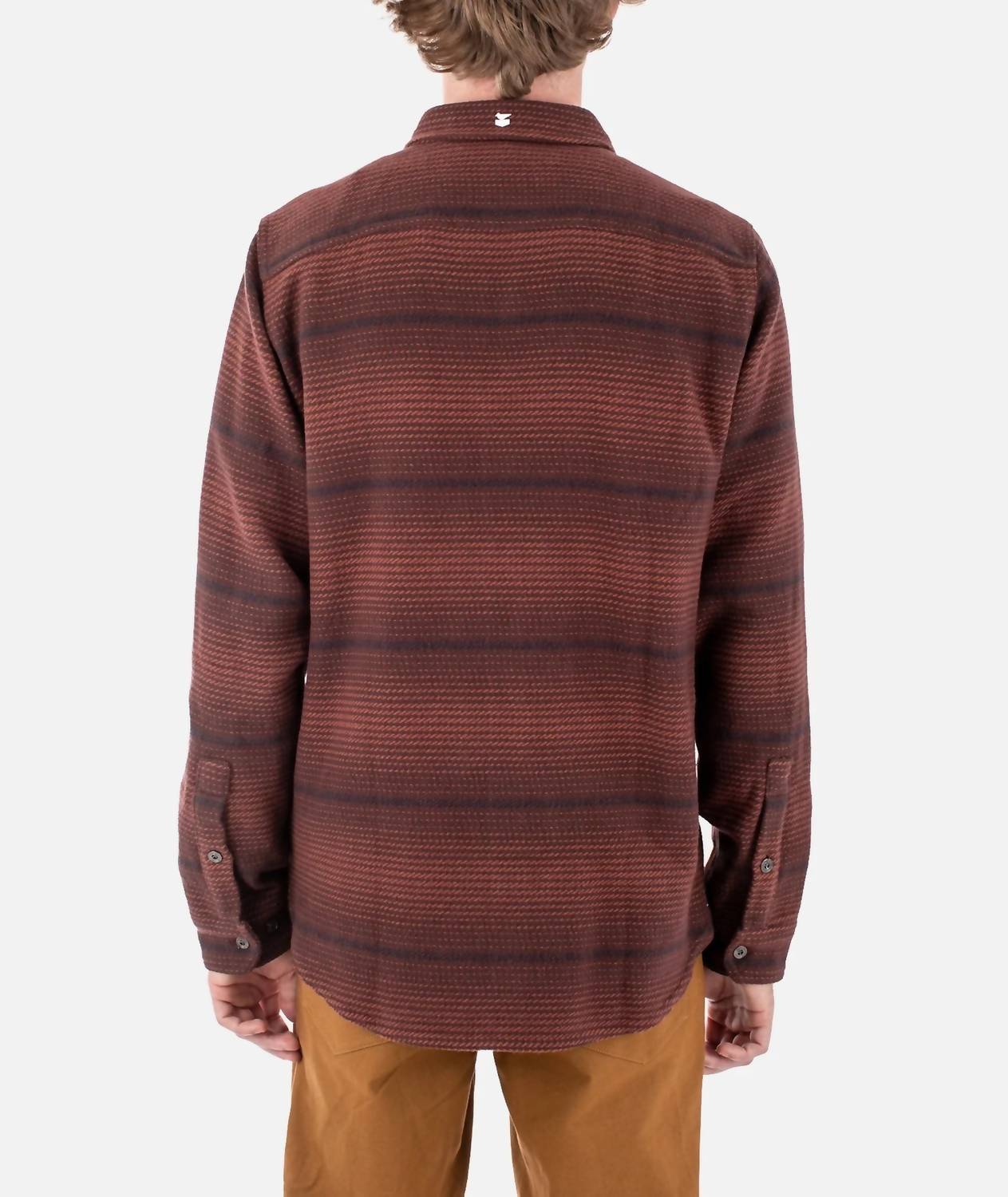 Jetty Horizon Flannel Shirt in oxblood black - men's shirt - detail view