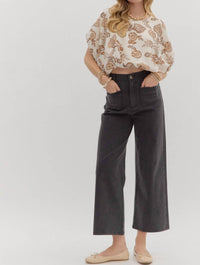 Entro - High-waisted Wide-leg Pocket Pants