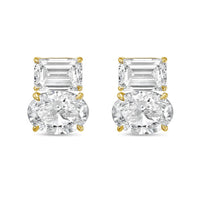 Diana M Jewels - Women's Emerald & Oval Lab-grown Diamond Stud Earrings (7.00 Tcw) - Elegant